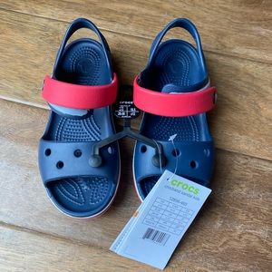 Crocs Kids' Crocband Sandal, Navy/Red, 12 M US Little Kid